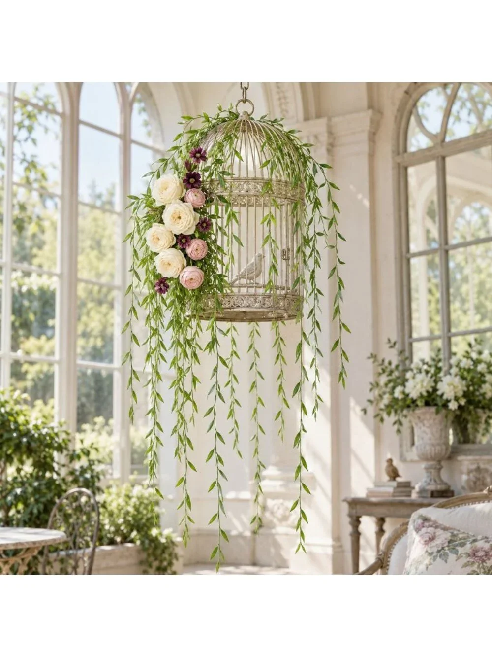 Artificial Willow Vine 40 Piece Hanging Greenery Set 32 Inch Bright Green Weddin